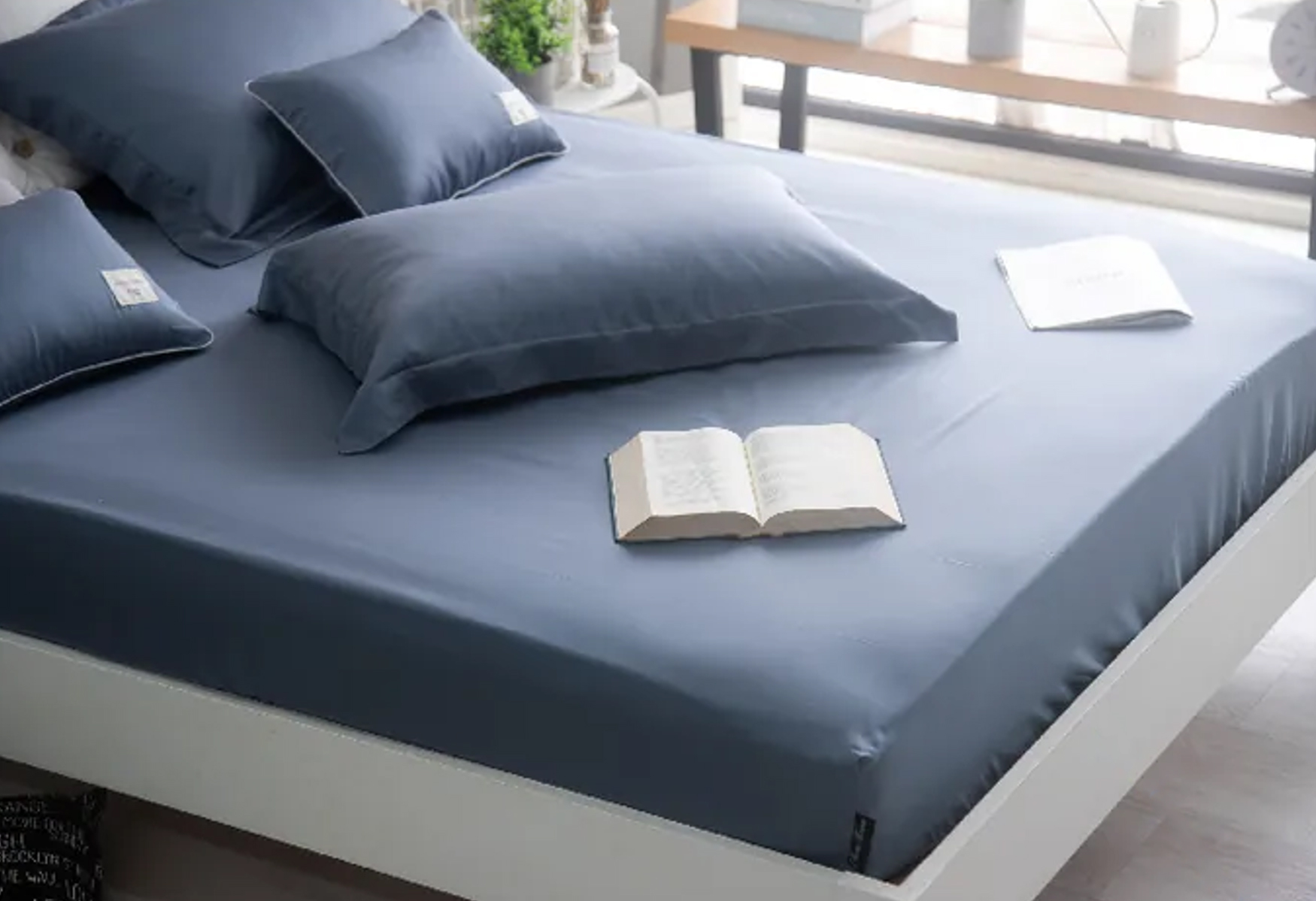 100支天絲床包組  | 莫蘭迪藍