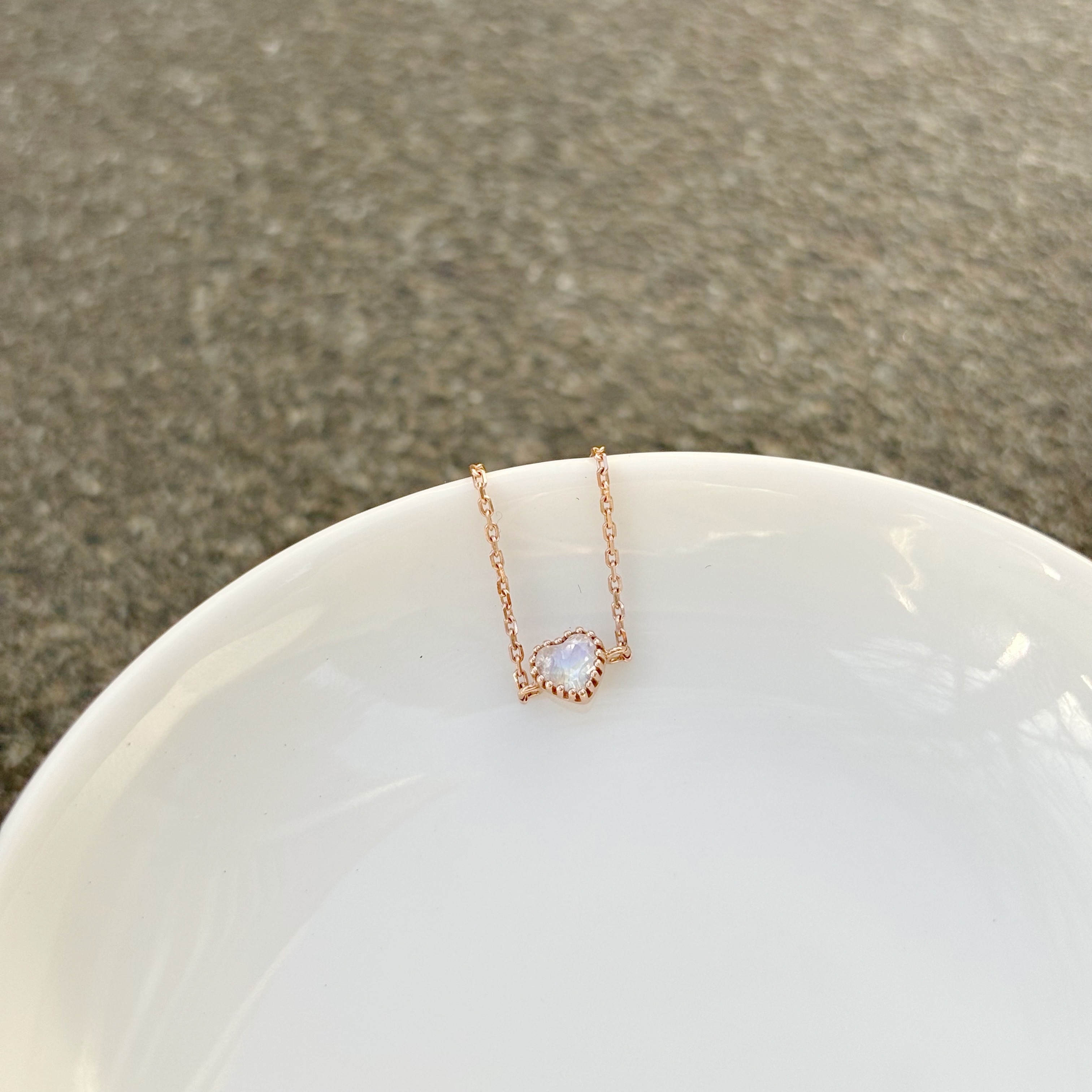 14k蛋糕愛心月光石可調式鍊戒