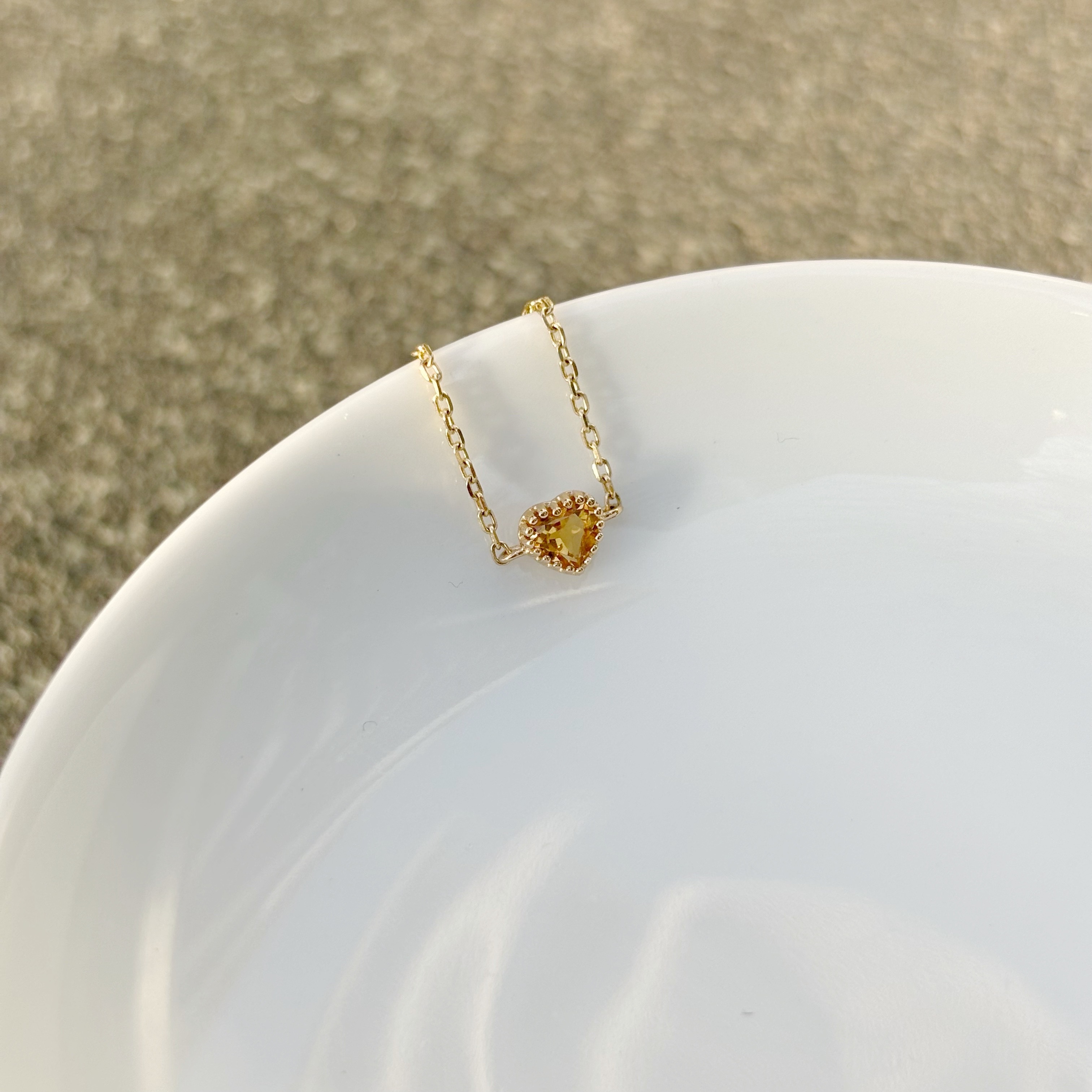 14k蛋糕愛心黃水晶可調式鍊戒