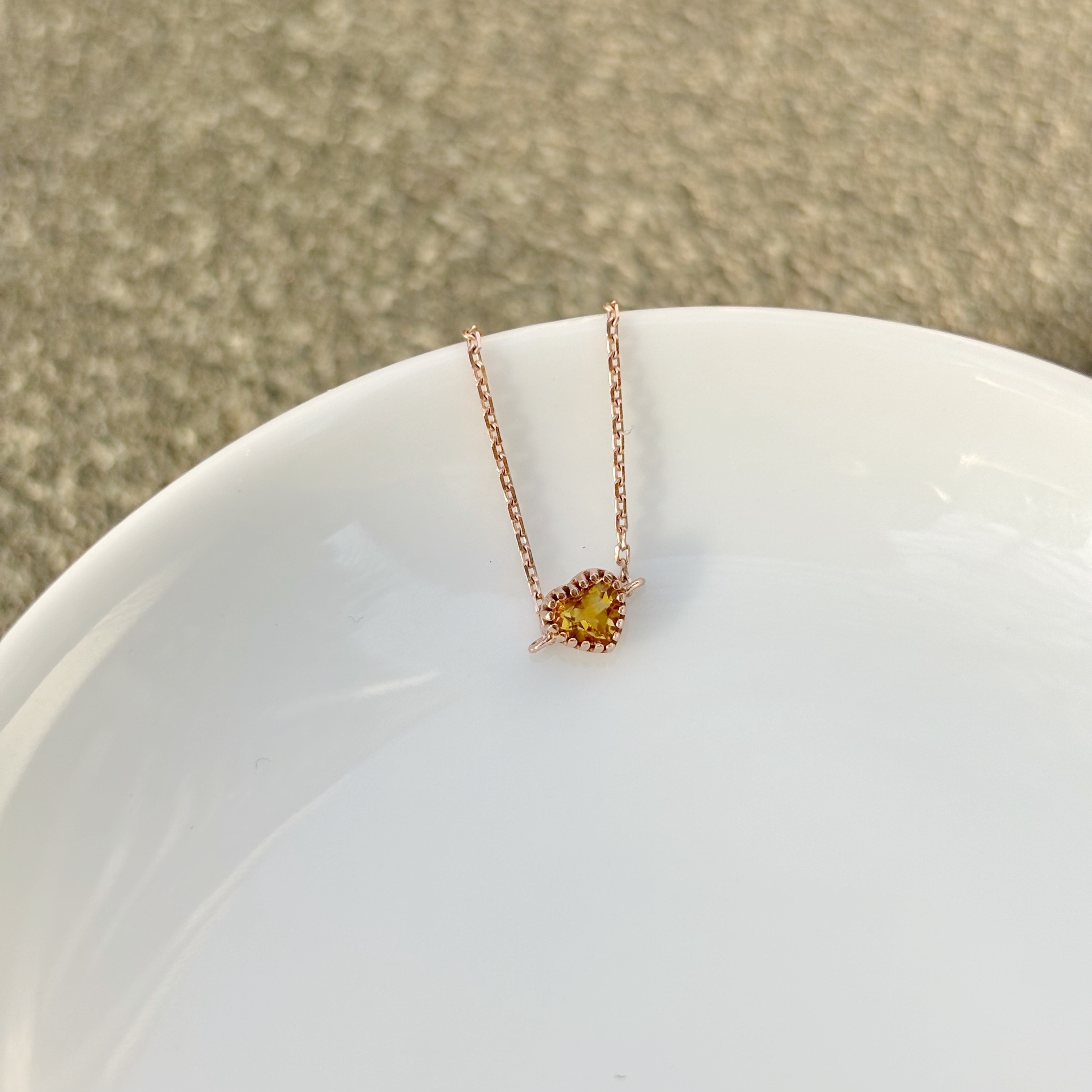 14k蛋糕愛心黃水晶可調式鍊戒