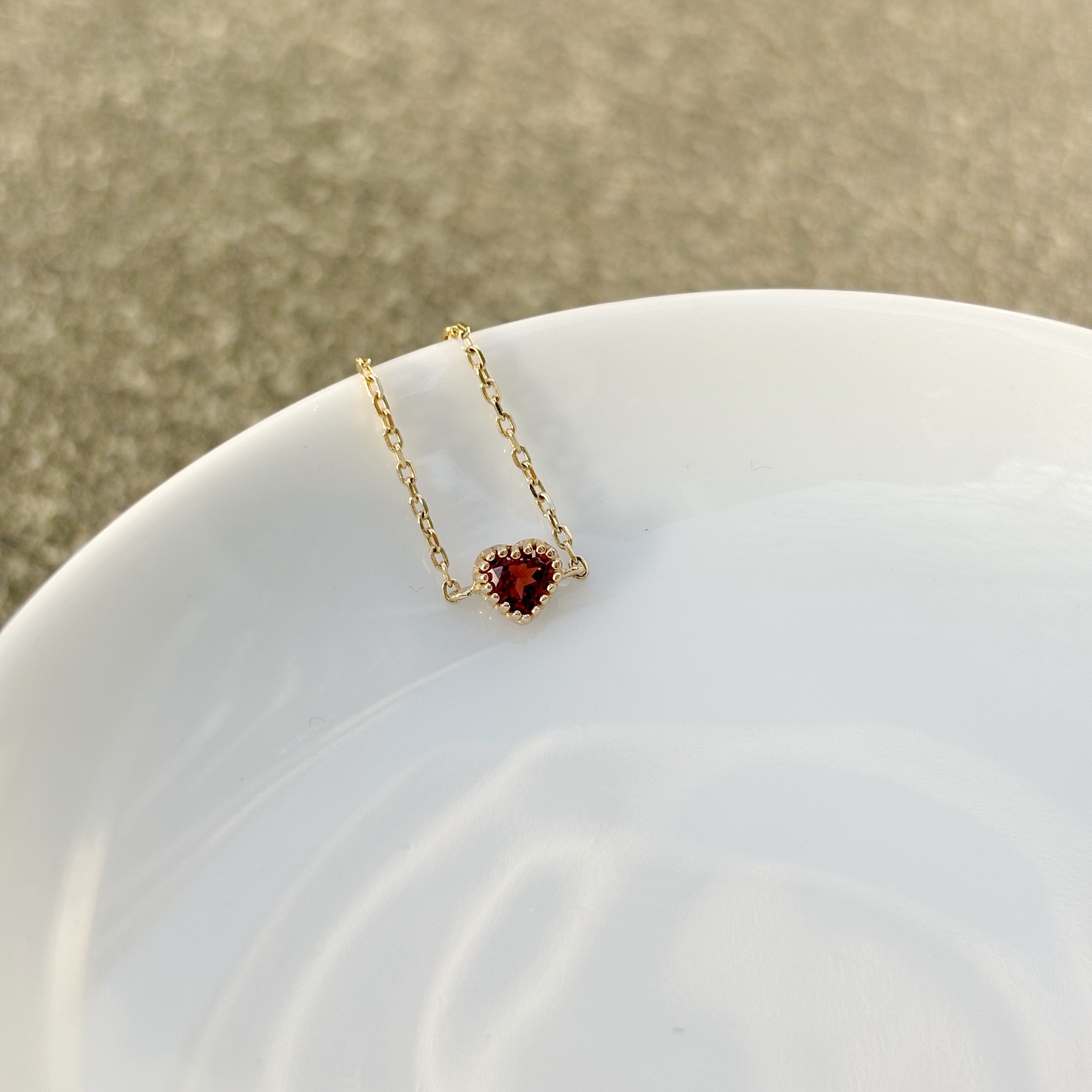 14k蛋糕愛心石榴石可調式鍊戒