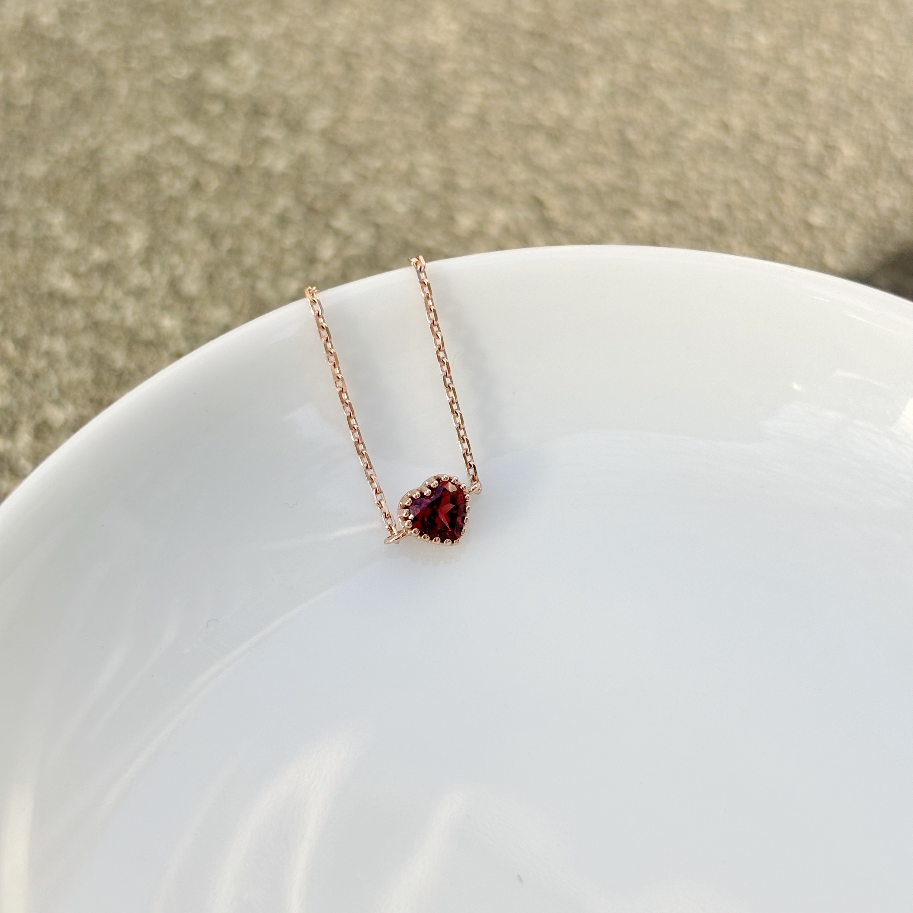 14k蛋糕愛心石榴石可調式鍊戒