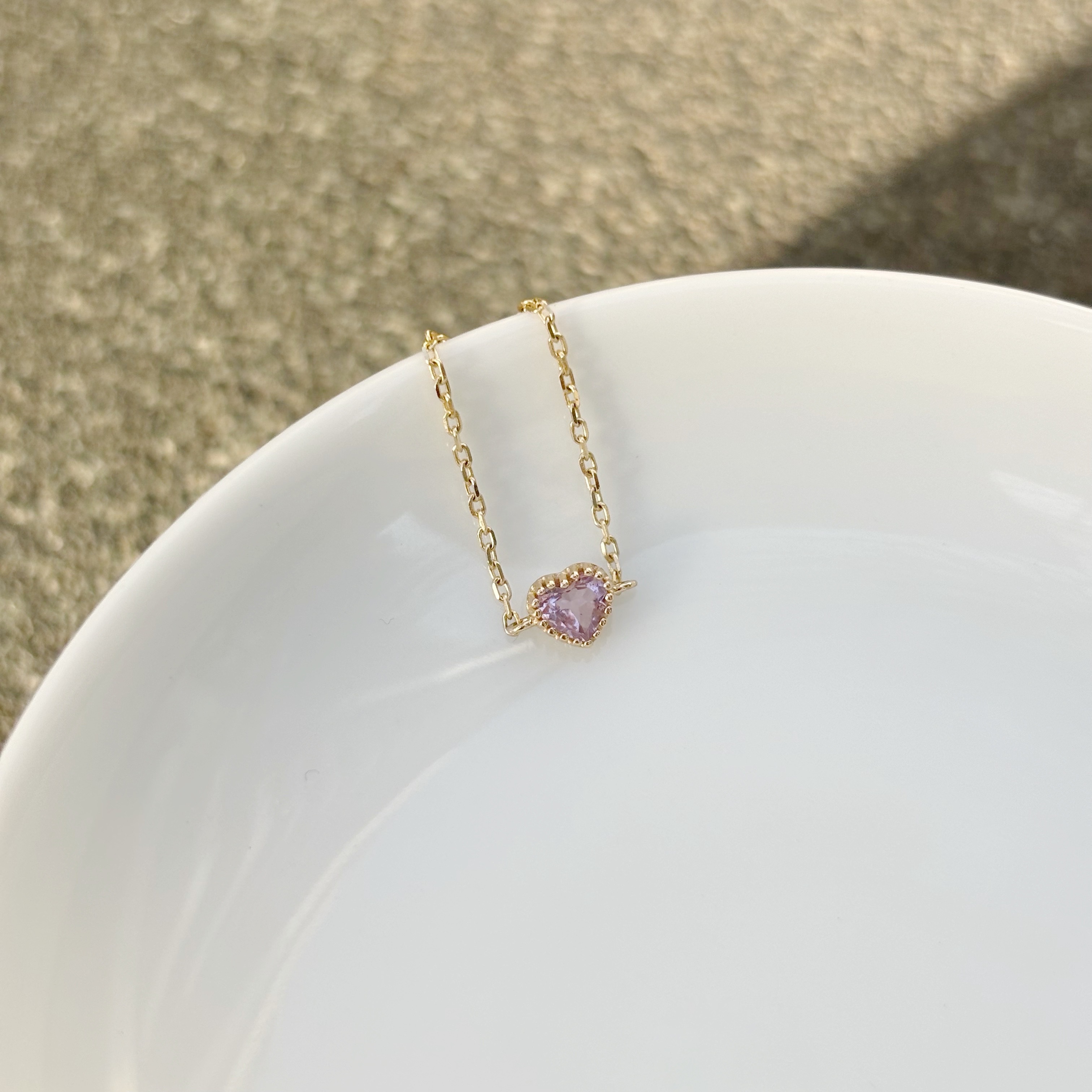 14k蛋糕愛心紫水晶可調式鍊戒