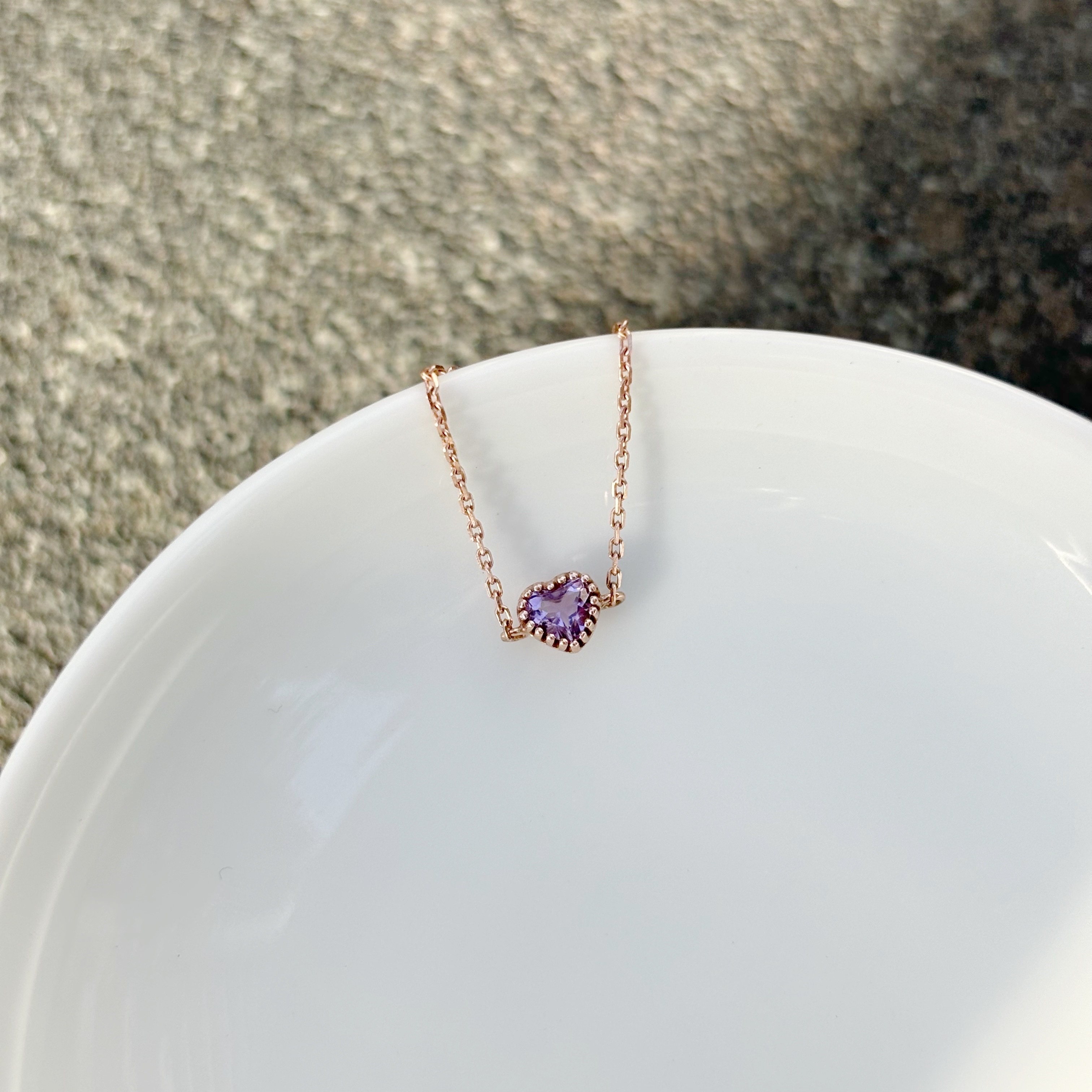 14k蛋糕愛心紫水晶可調式鍊戒