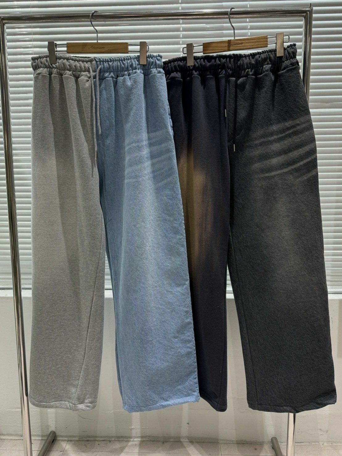 洗水牛仔拼棉質鬆身褲 BY ATTENTION-153P