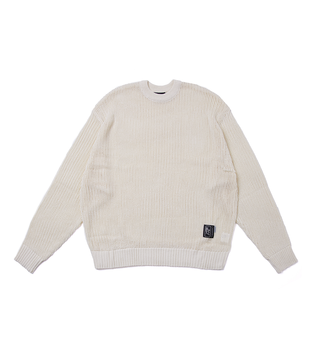 nozzle quiz® x sense of place BTFC Logo Mesh Sweater - 米白／Ivory