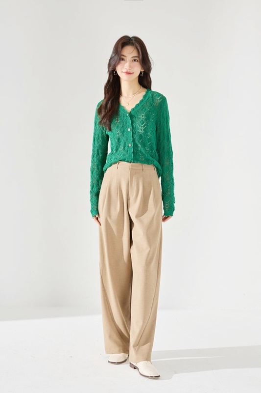 壓褶休閒長寬褲 兩色