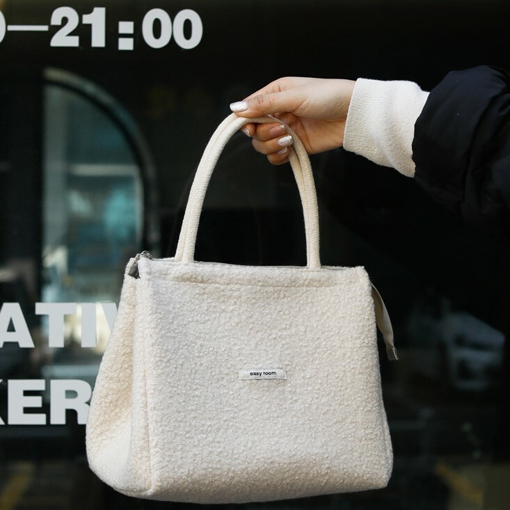 《3815》溫柔奶茶系毛絨手提保溫袋