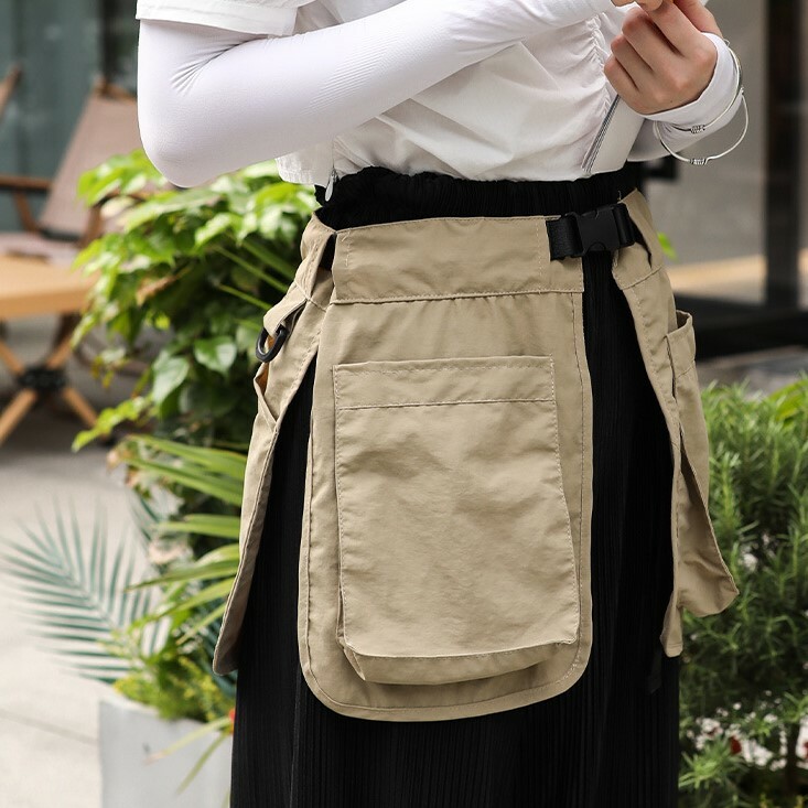 《3817》工裝風多口袋可調節腰包圍裙