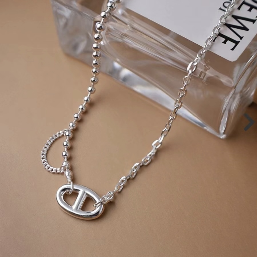 S23片刻．豬鼻拼接珠鍊純銀項鍊