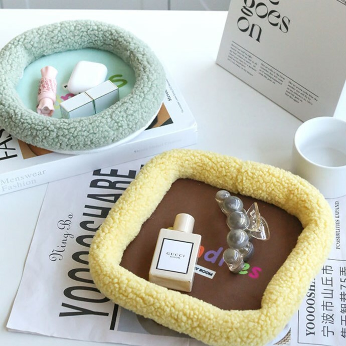 《3819》胖胖邊羊羔毛絨收納盤