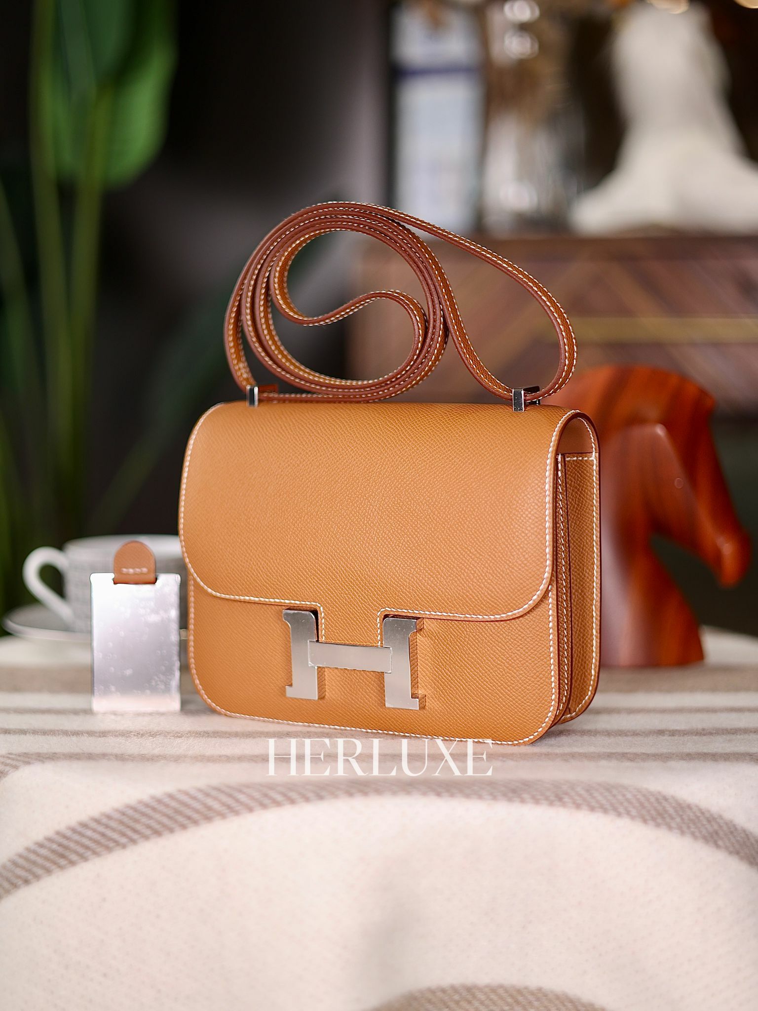 Constance mini mirror 37 gold ck epsom W