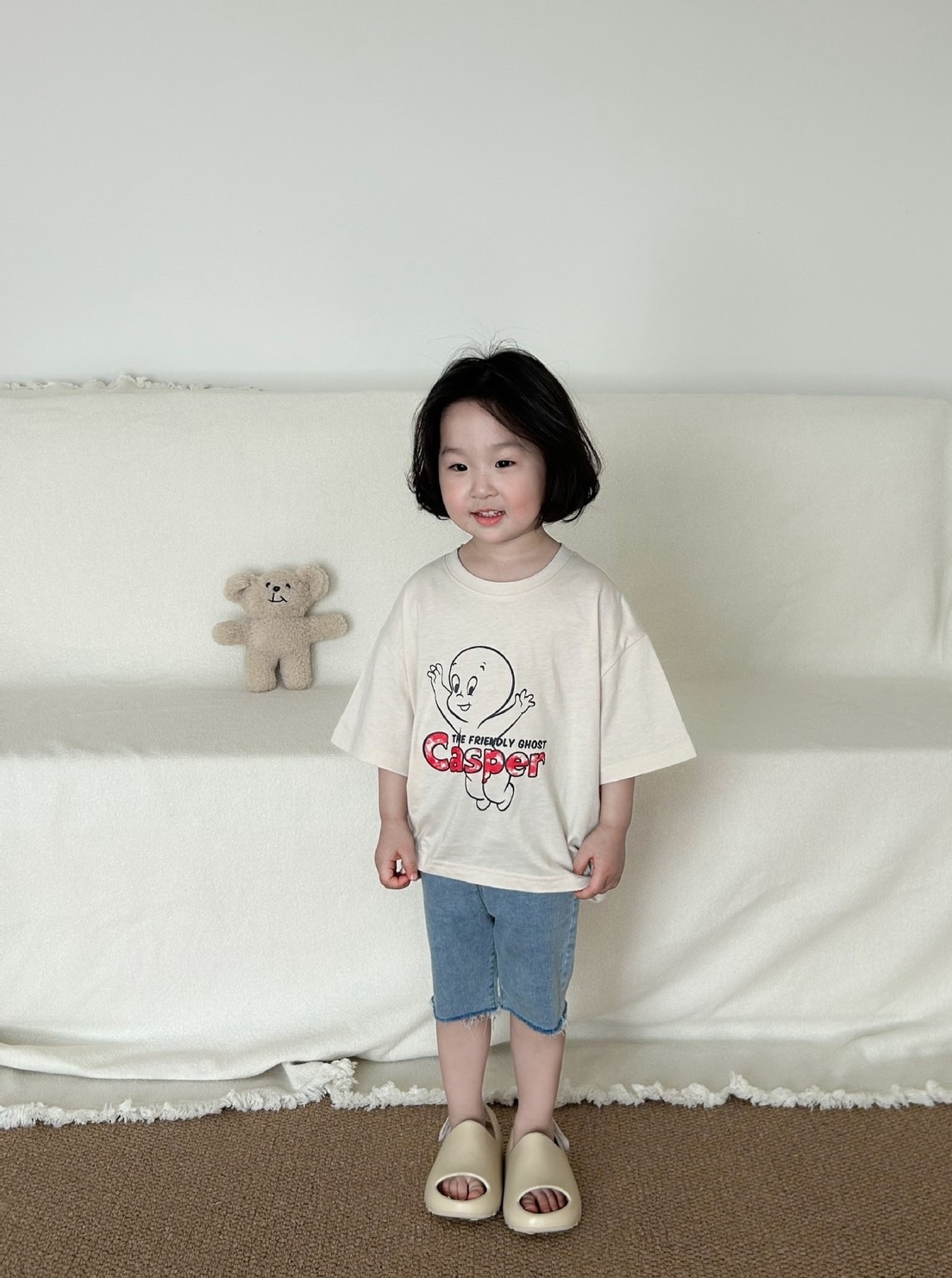 修身牛仔藍五分馬褲