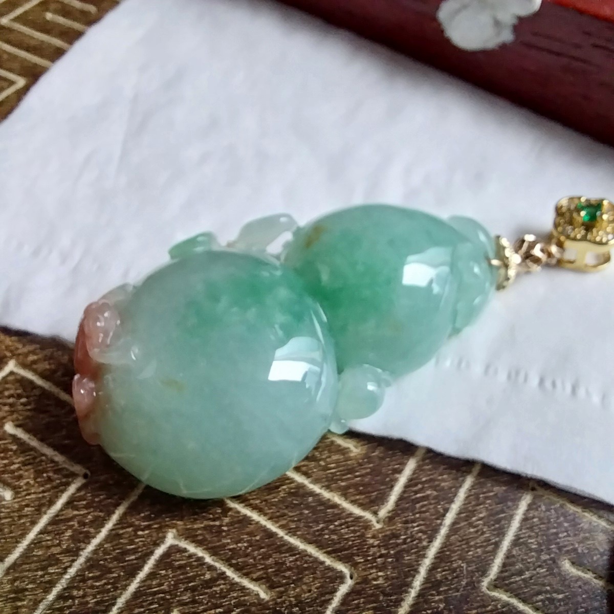 J2195 翡翠冰糯特色葫蘆吊墜