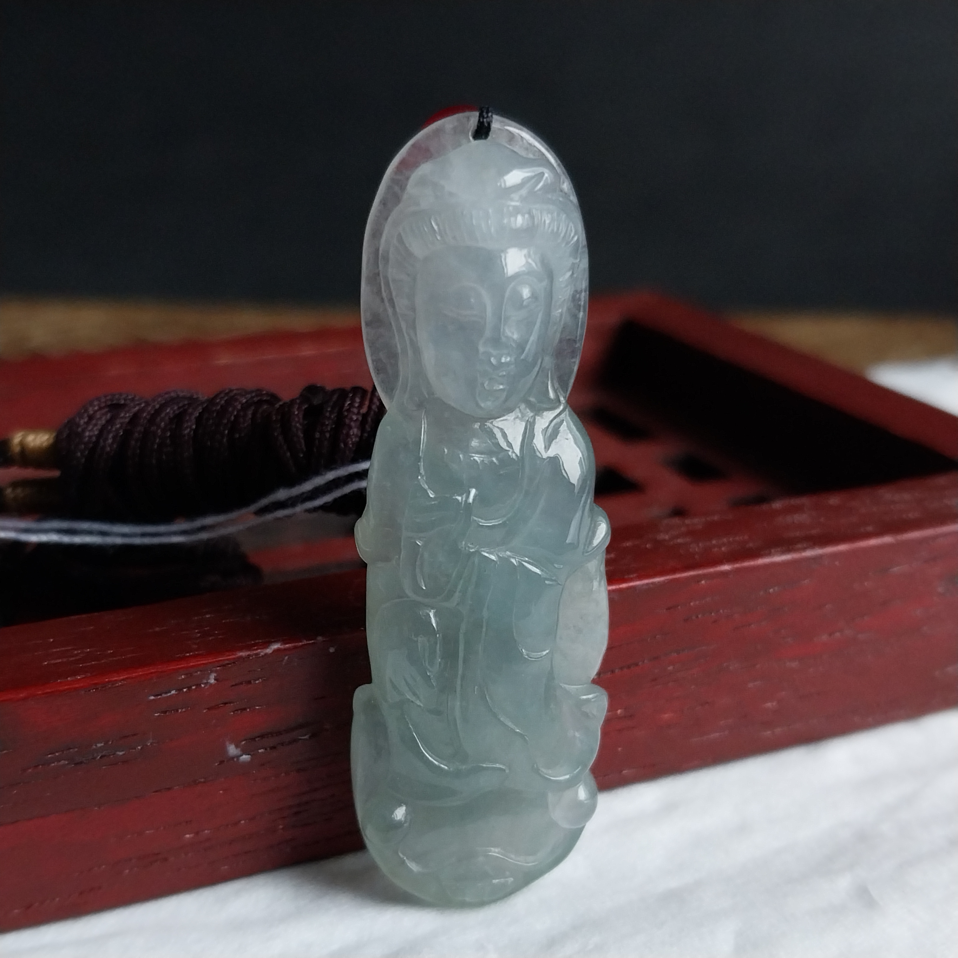 翡翠冰晴水觀音吊墜,天然翡翠A玉, 緬甸玉, Jade, Jadeite