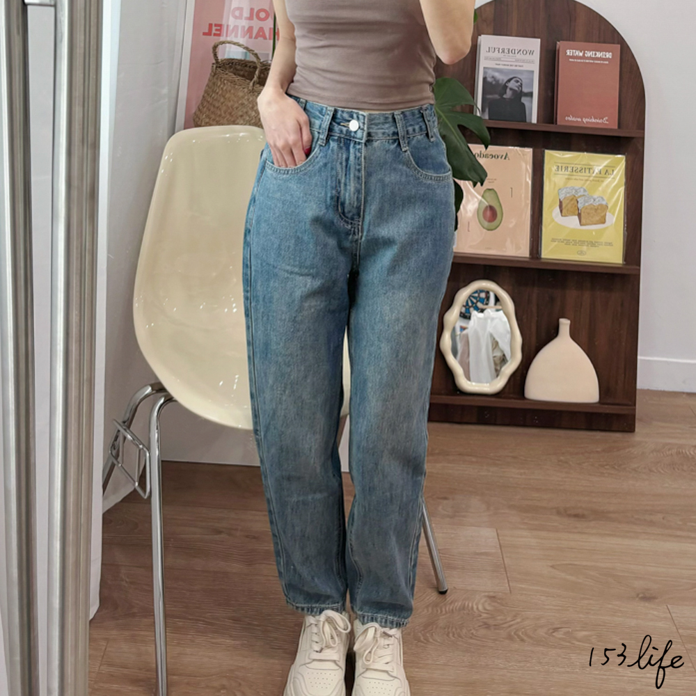 小個子高腰寬鬆九分牛仔鐘型褲(XXS-L)