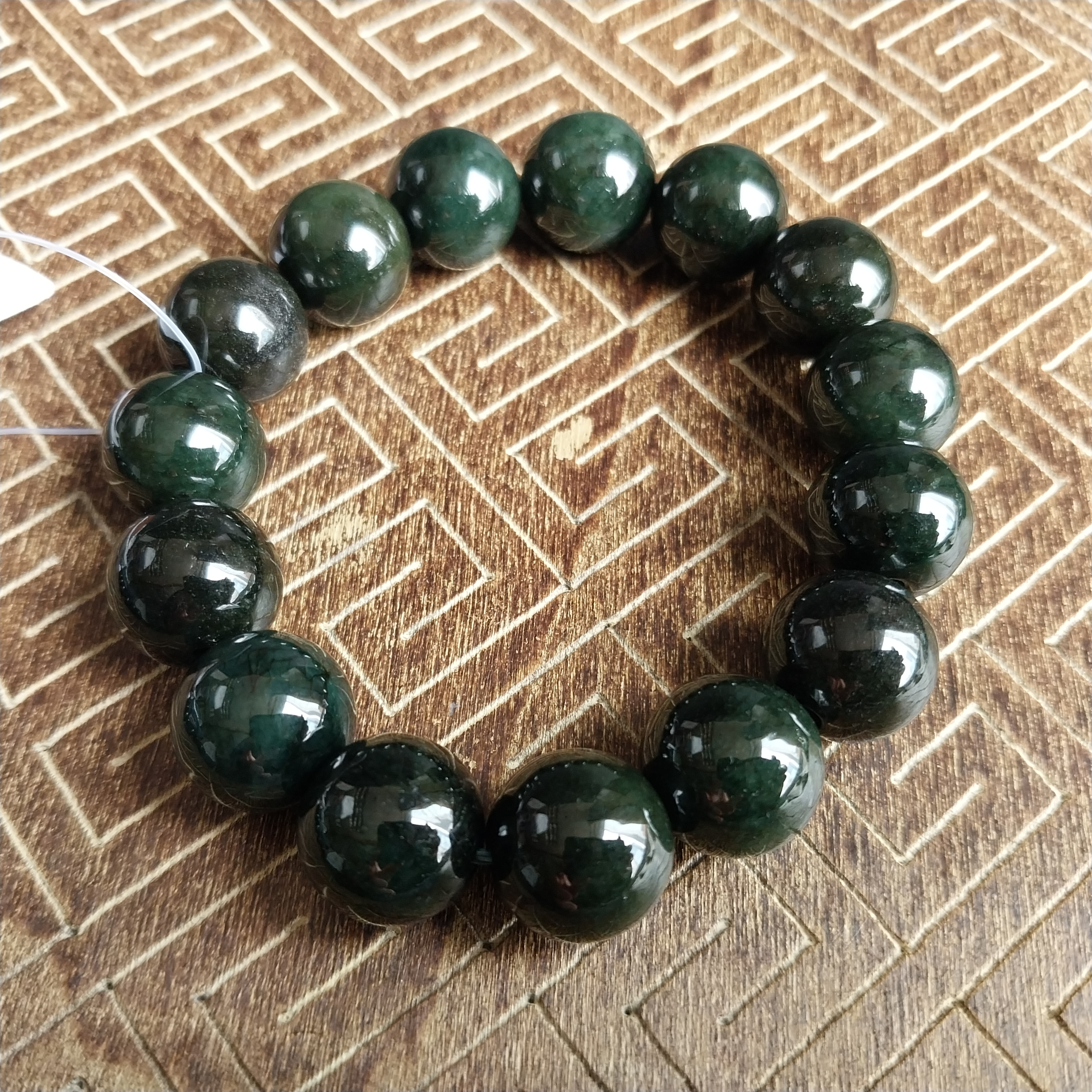 J2320 翡翠藍綠手串 (13.5mm直徑)