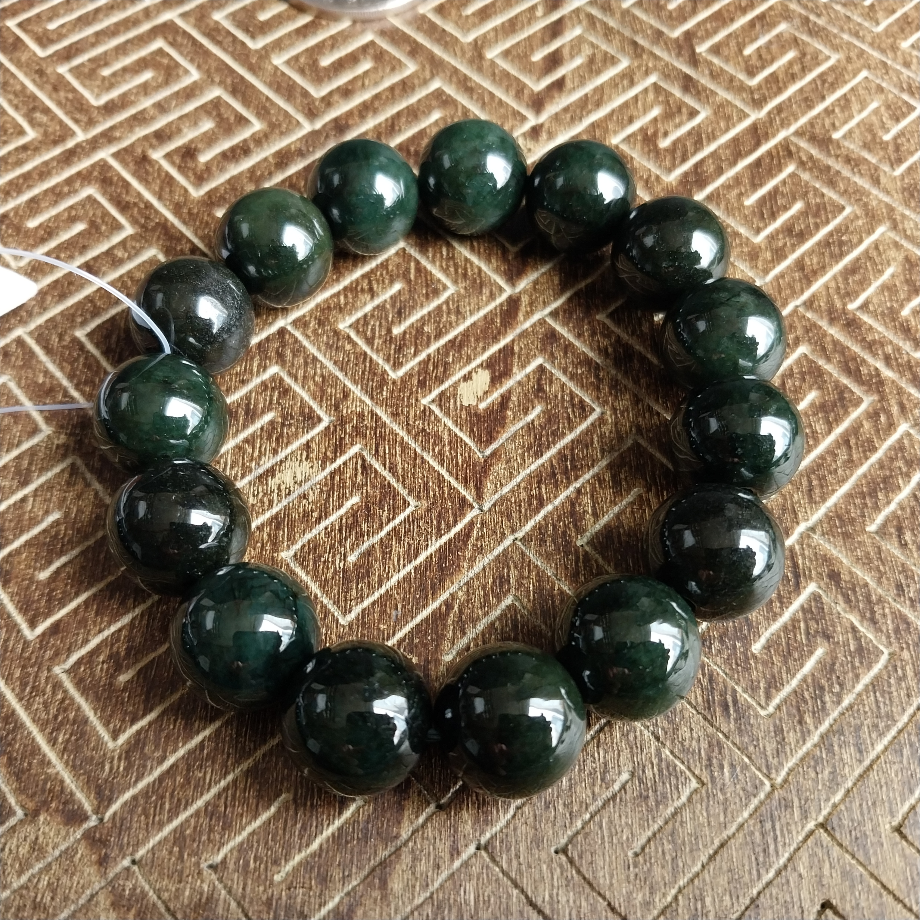 J2320 翡翠藍綠手串 (13.5mm直徑)