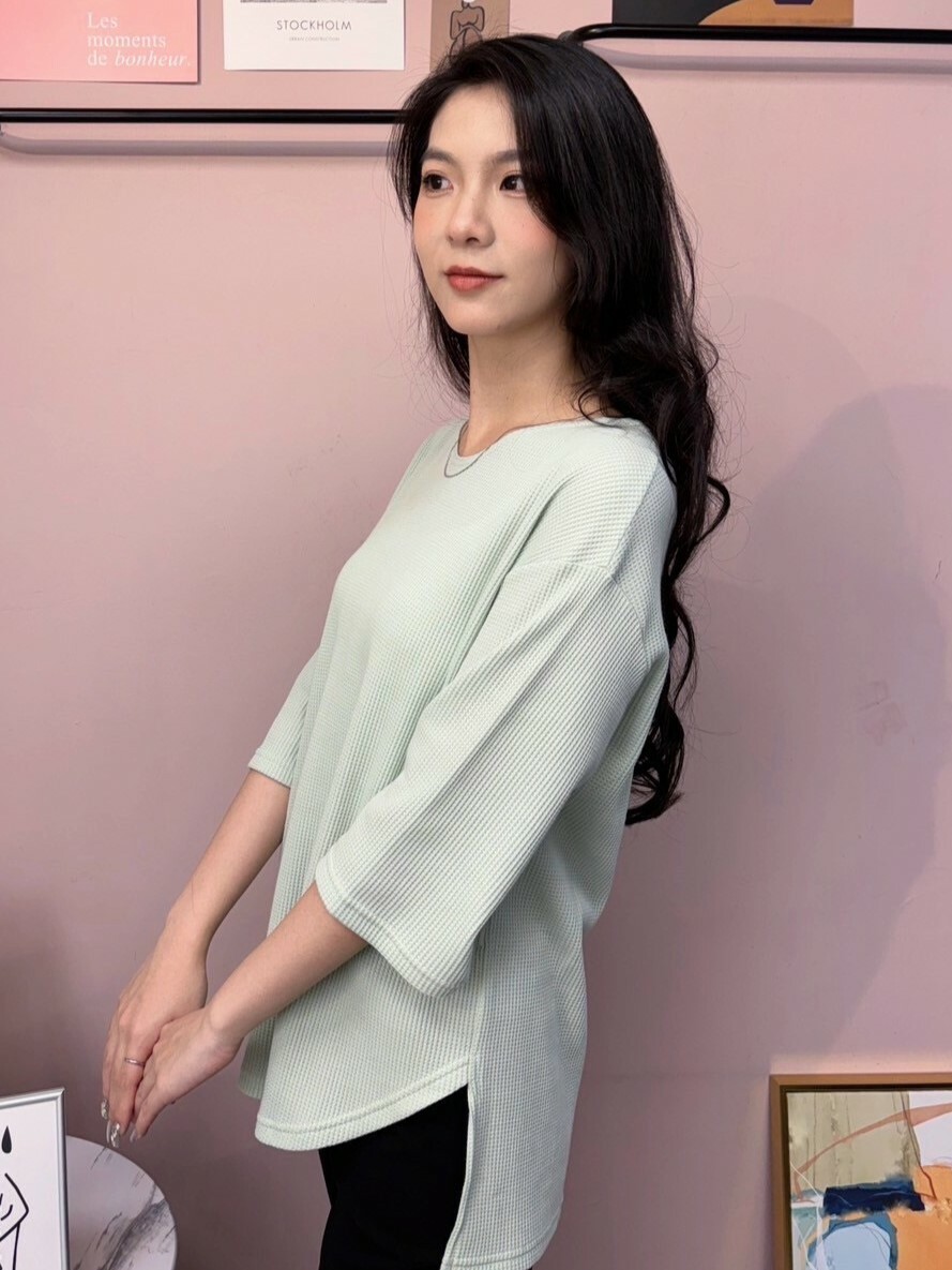 彩色華夫格上衣(綠)