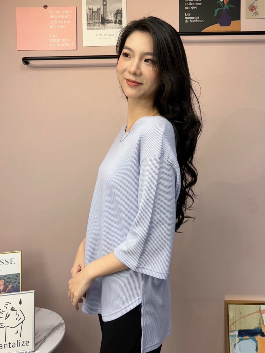 彩色華夫格上衣(紫)