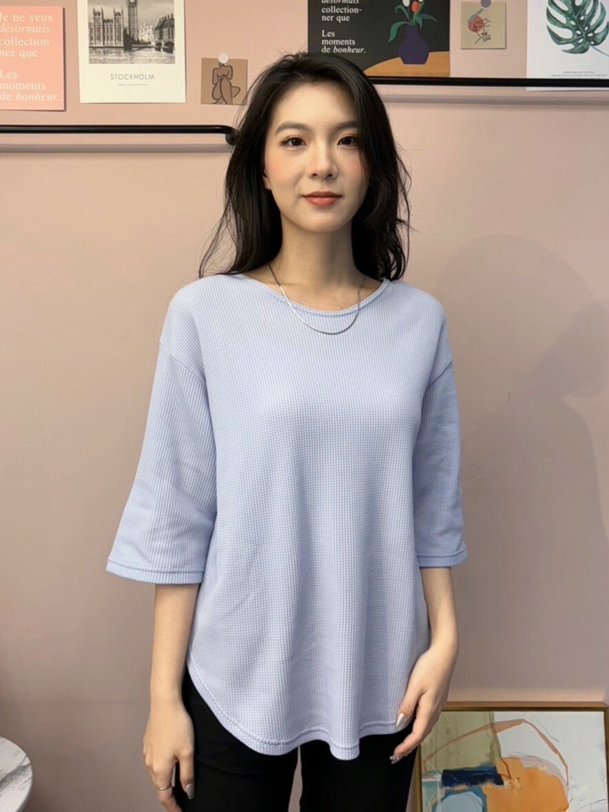 彩色華夫格上衣(紫)