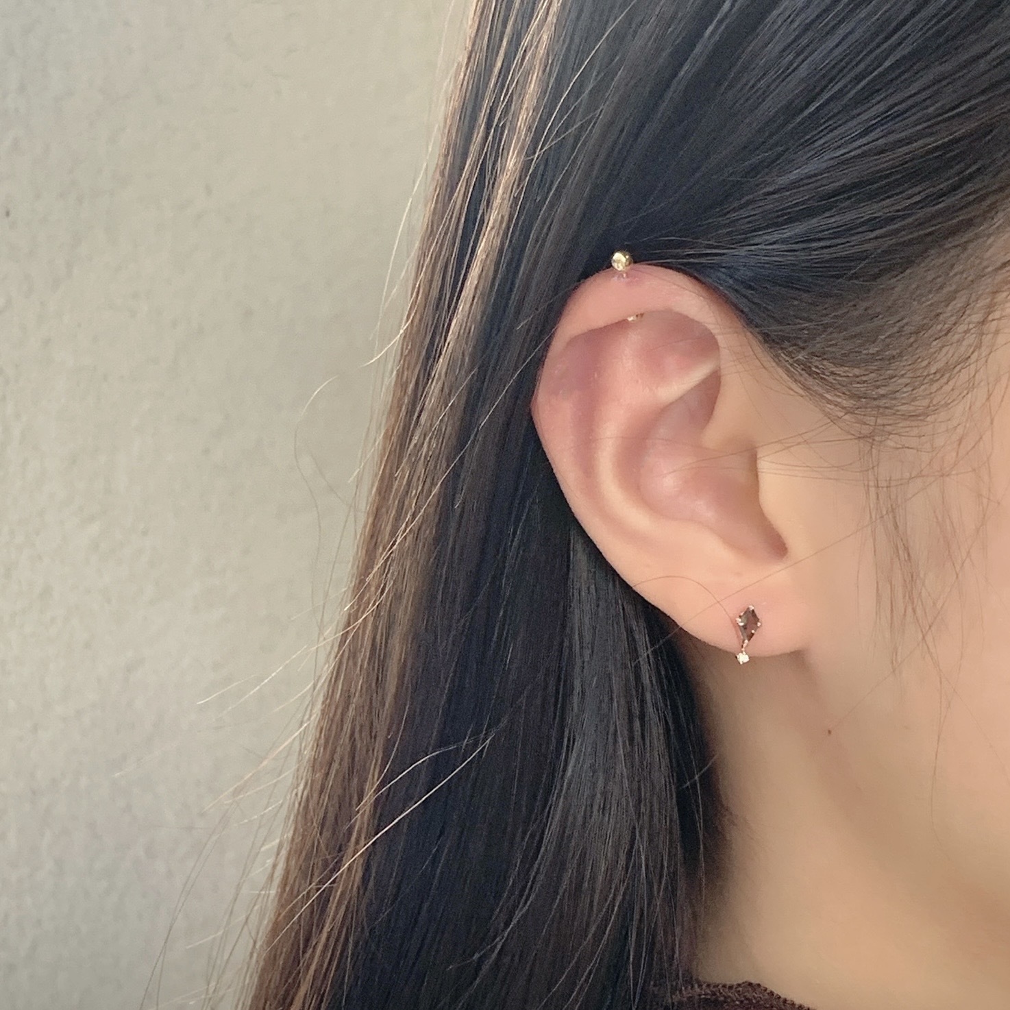 meteor箏形茶晶耳環