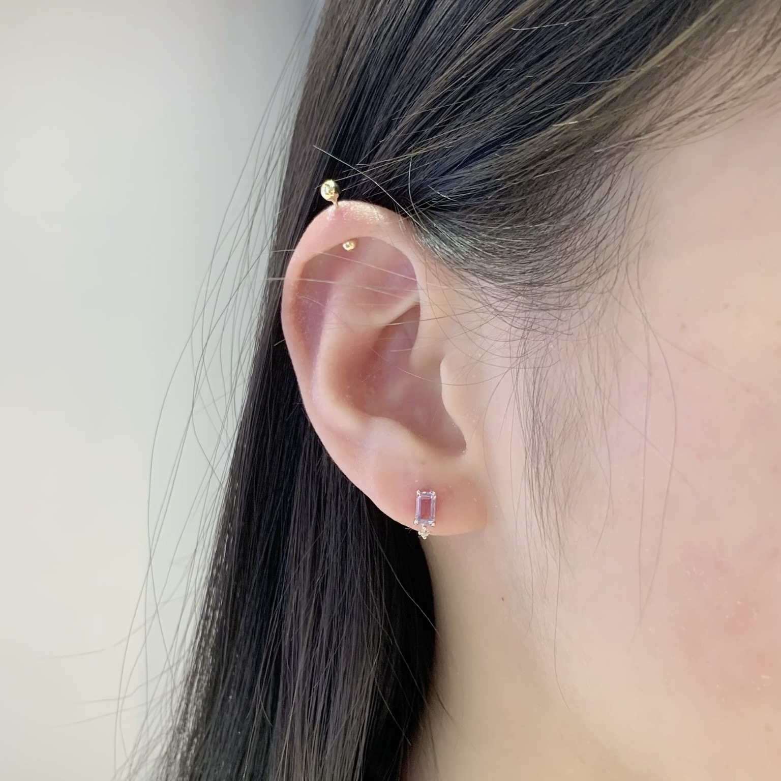 meteor長方紫水晶耳環