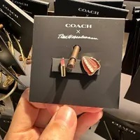 [S] COACH CL232 X TOM WESSELMANN LIPS AND LIPSTICK STUD EARRINGS,GOLD/RED, 889295544143 (SCO690)