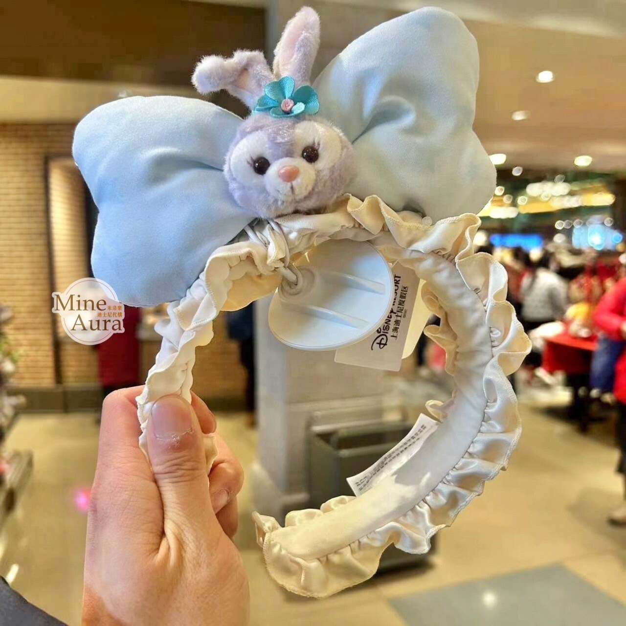 史黛拉露 星黛露 StellaLou 絨毛大頭 蝴蝶結 滾邊 造型 髮圈 髮箍 -上海迪士尼樂園