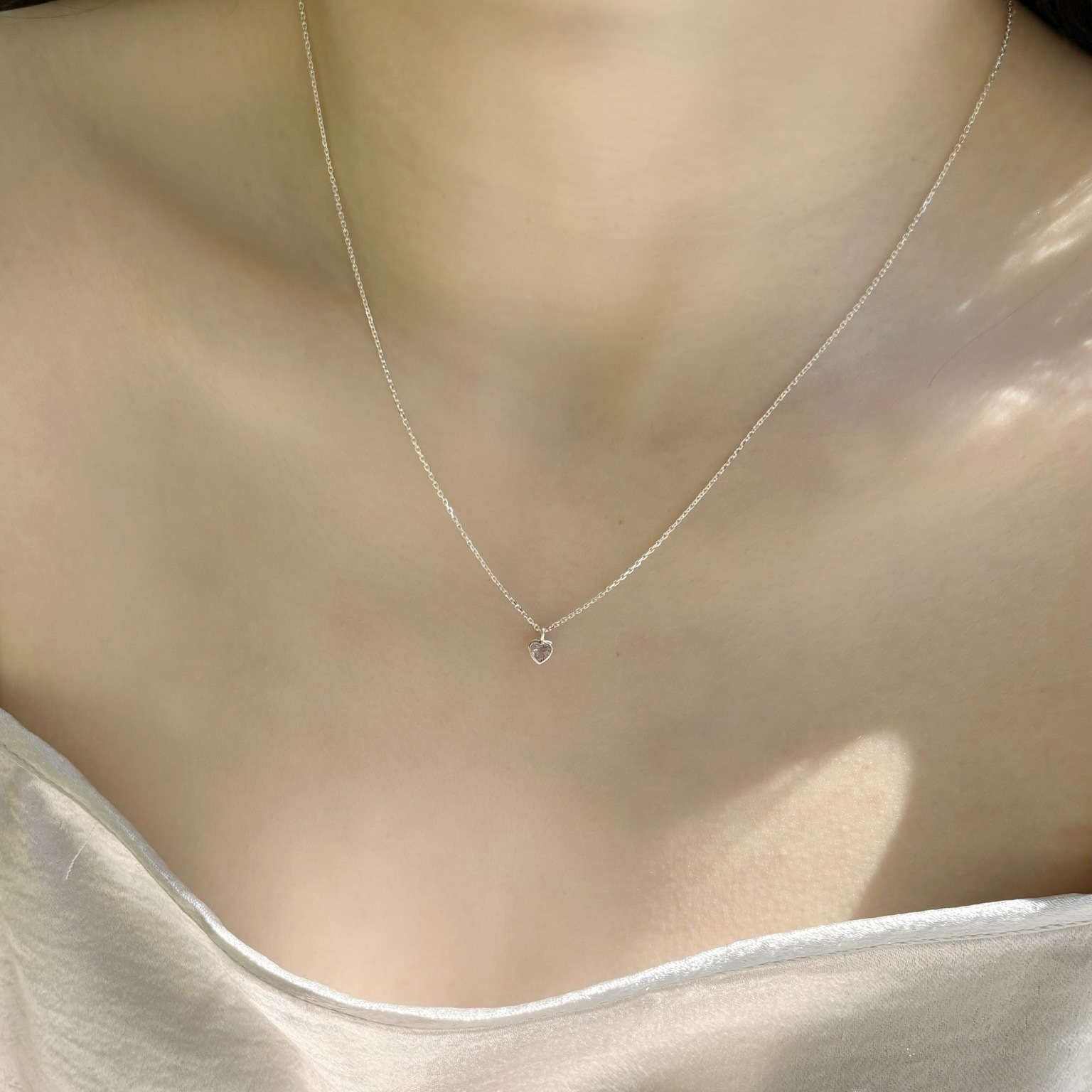 簡約鑽面愛心紫水晶項鍊