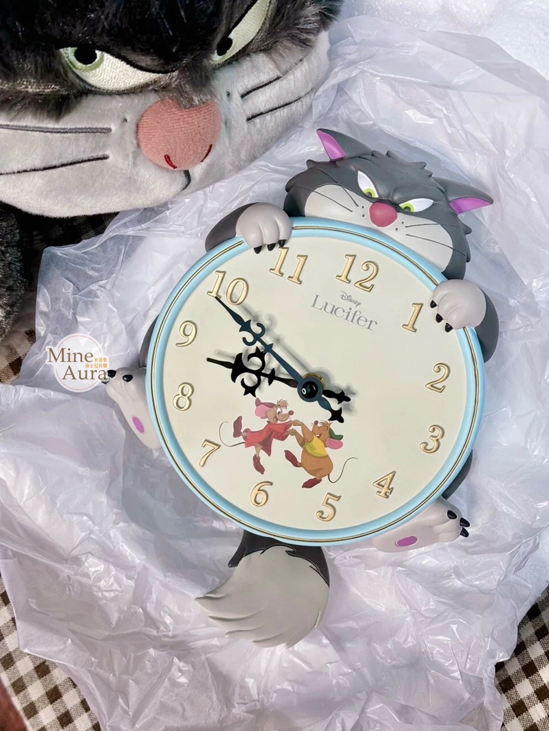 (現貨) 貓咪絨絨系列 路西法 魯斯佛 Lucife 壞貓咪 掛鐘 擺鐘 擺飾品 -上海迪士尼商店