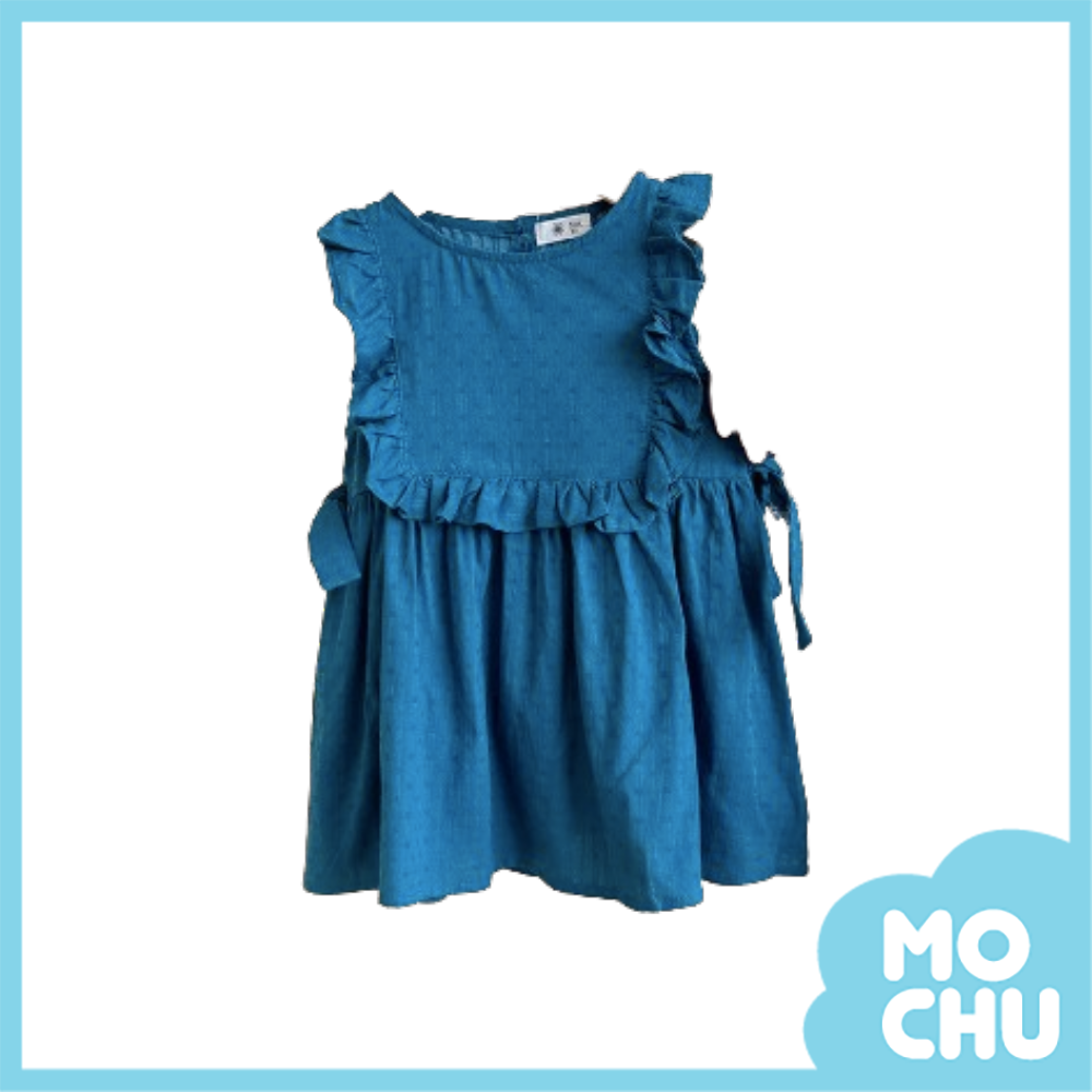 荷葉邊提花連衣裙(三色）