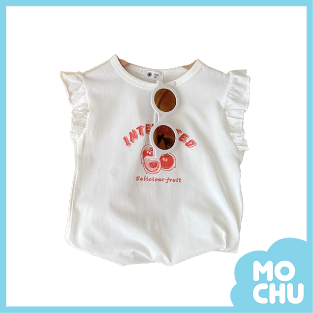 字母櫻桃飛袖上衣