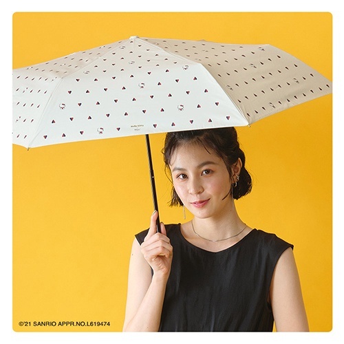 三麗鷗 SANRIO｜HELLO KITTY ｜晴雨兩用折疊傘(雙色愛心-白)