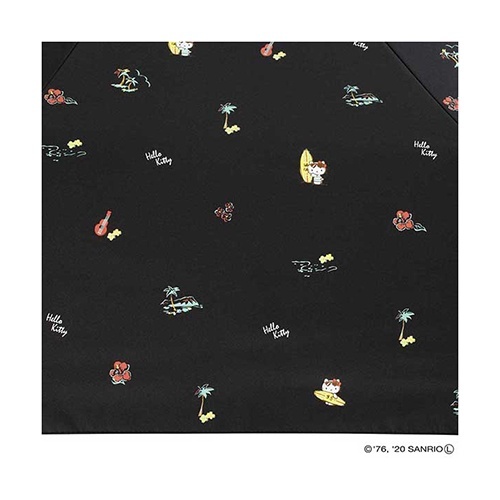 三麗鷗 SANRIO｜HELLO KITTY ｜晴雨兩用折疊傘(夏日海濱-黑)