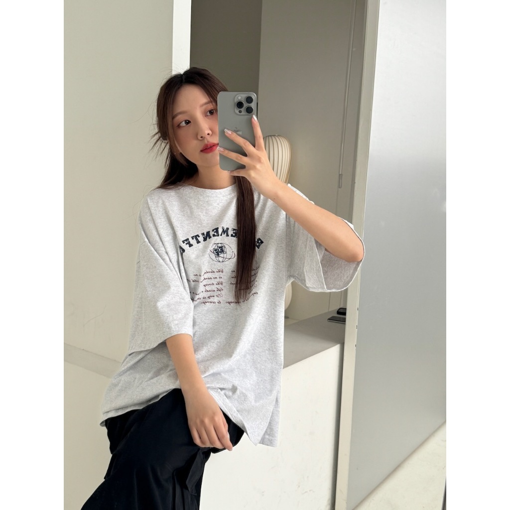 【imfine】BASEMENT 英文字印花水洗棉寬版T #9308