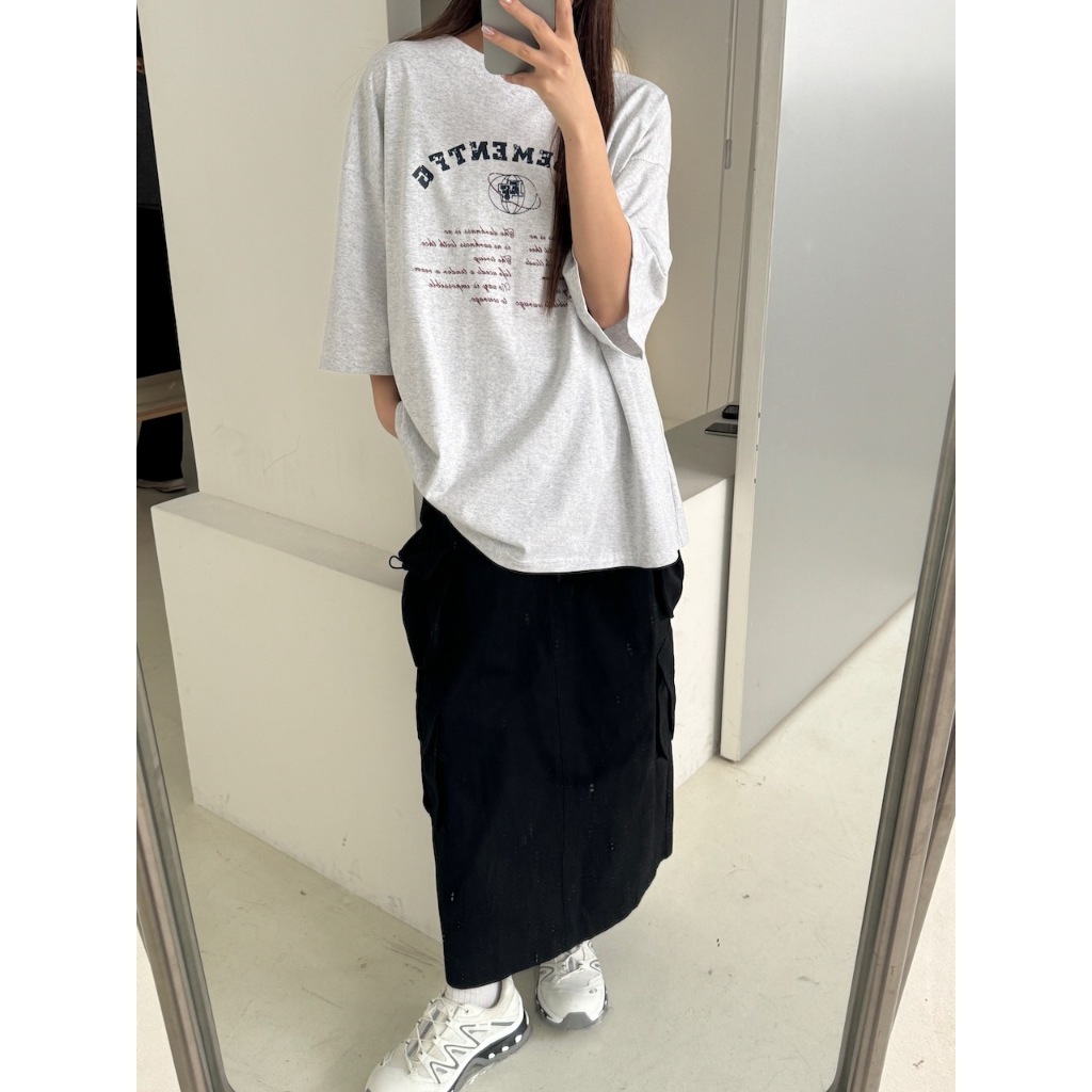 【imfine】BASEMENT 英文字印花水洗棉寬版T #9308