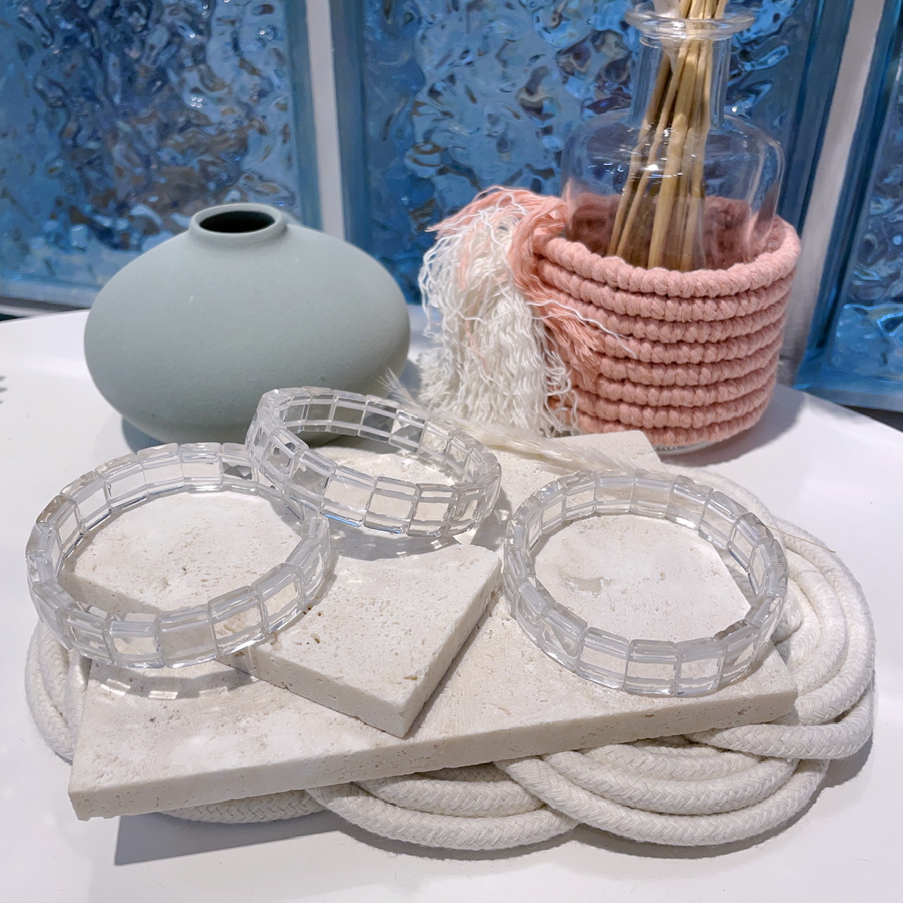 白水晶鑽切手排