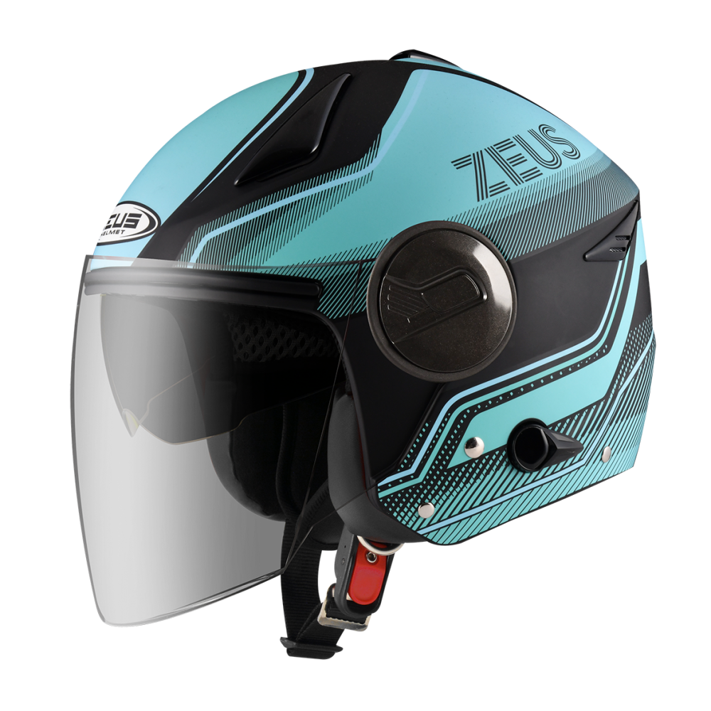 ZEUS ZS-612A 彩繪 AD17 消光黑/藍 3/4罩 雙鏡片