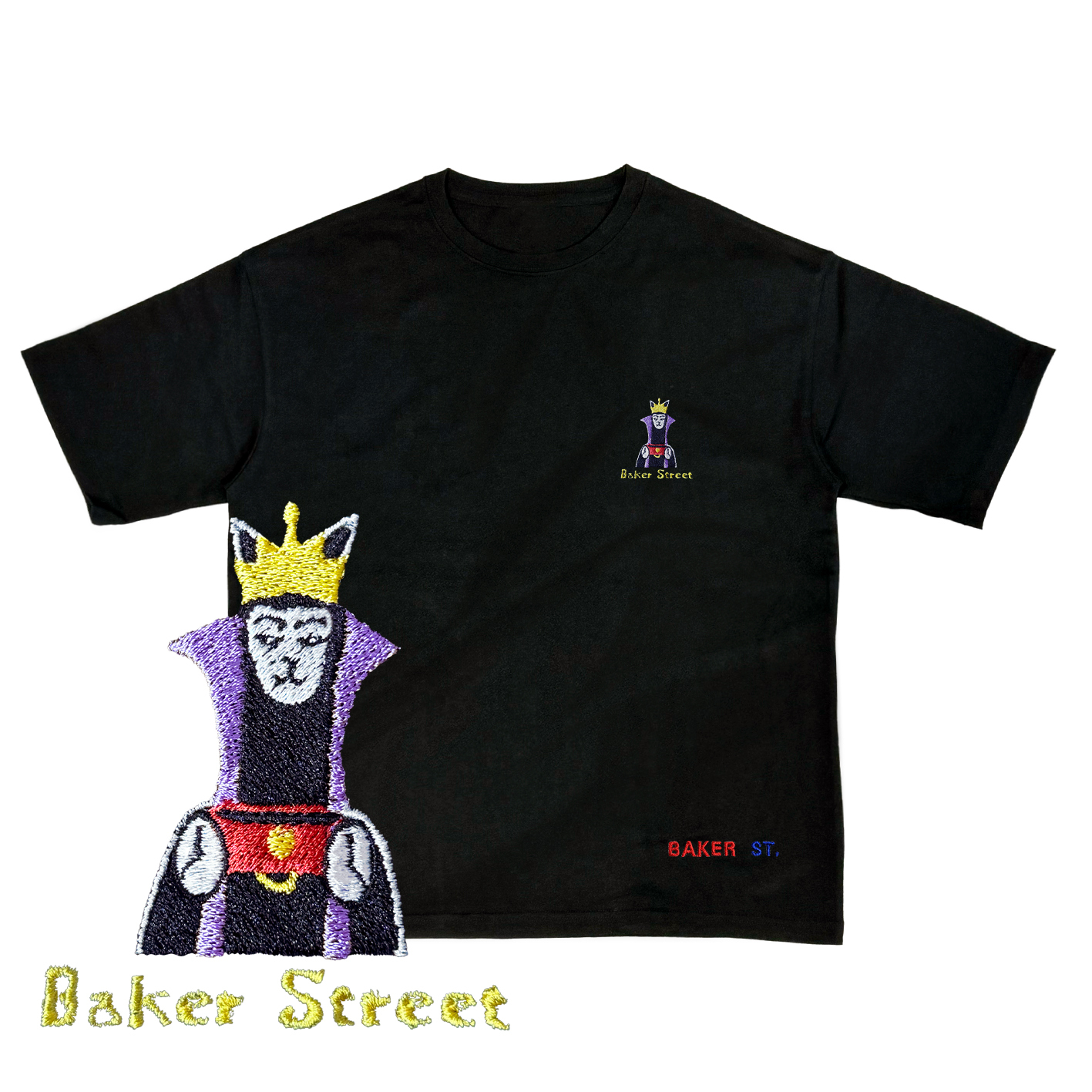 Embroidery-壞皇后駝 刺繡  寬版落肩  短T