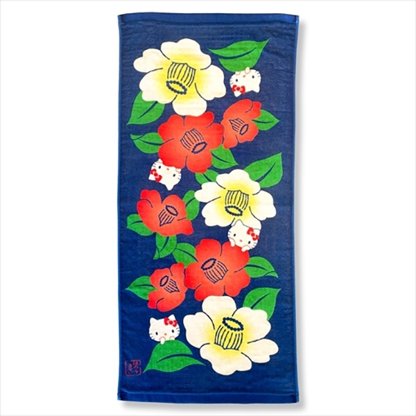 三麗鷗 SANRIO｜HELLO KITTY ｜日製和風紗布毛巾(椿)