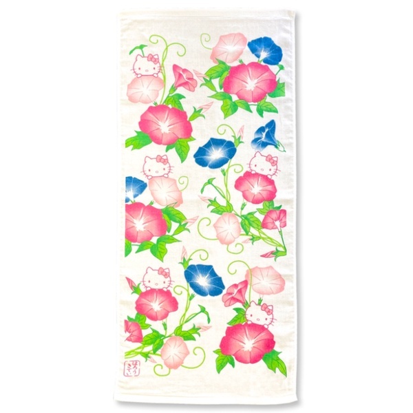 三麗鷗 SANRIO｜HELLO KITTY ｜日製和風紗布毛巾(朝顏)