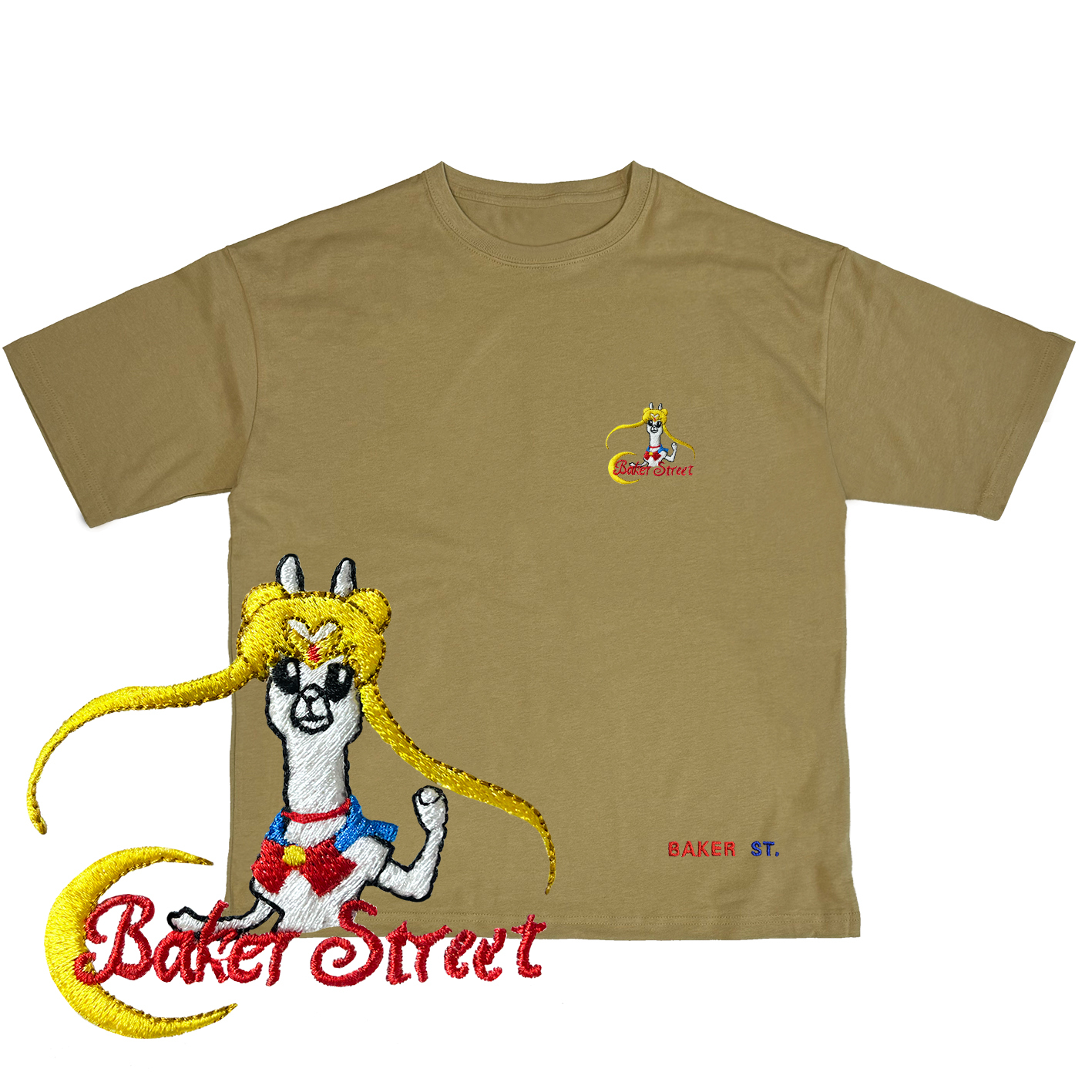 Embroidery-美少駝戰士 刺繡  寬版落肩  短T