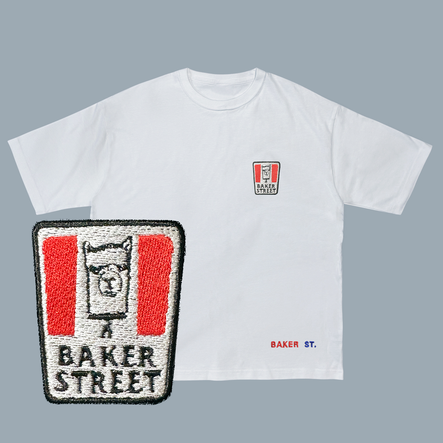 Embroidery-蛋塔爺爺駝 刺繡  寬版落肩  短T