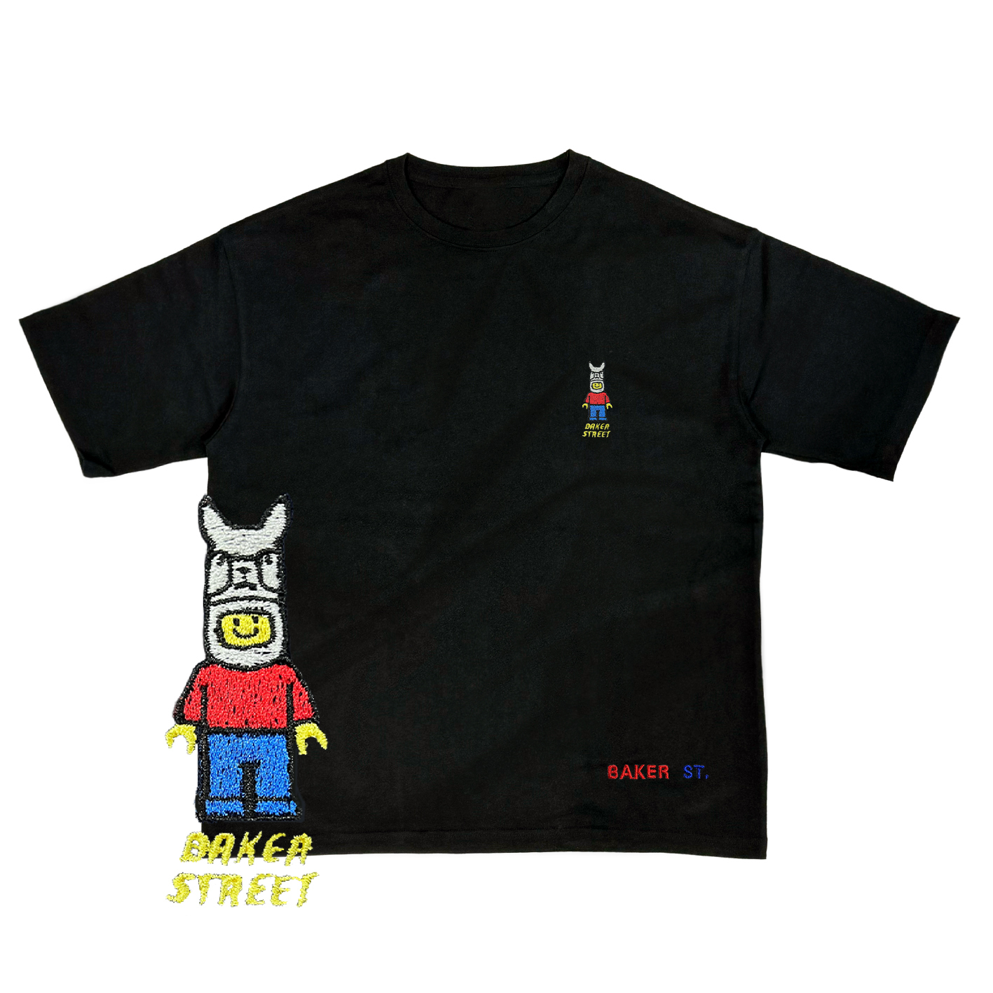 Embroidery-積木駝 刺繡  寬版落肩  短T