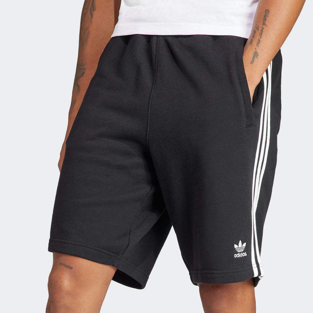 Adidas 3-stripe Short 男款 黑色 常規版型 抽繩 拉鍊口袋 運動 休閒 短褲 IU2337