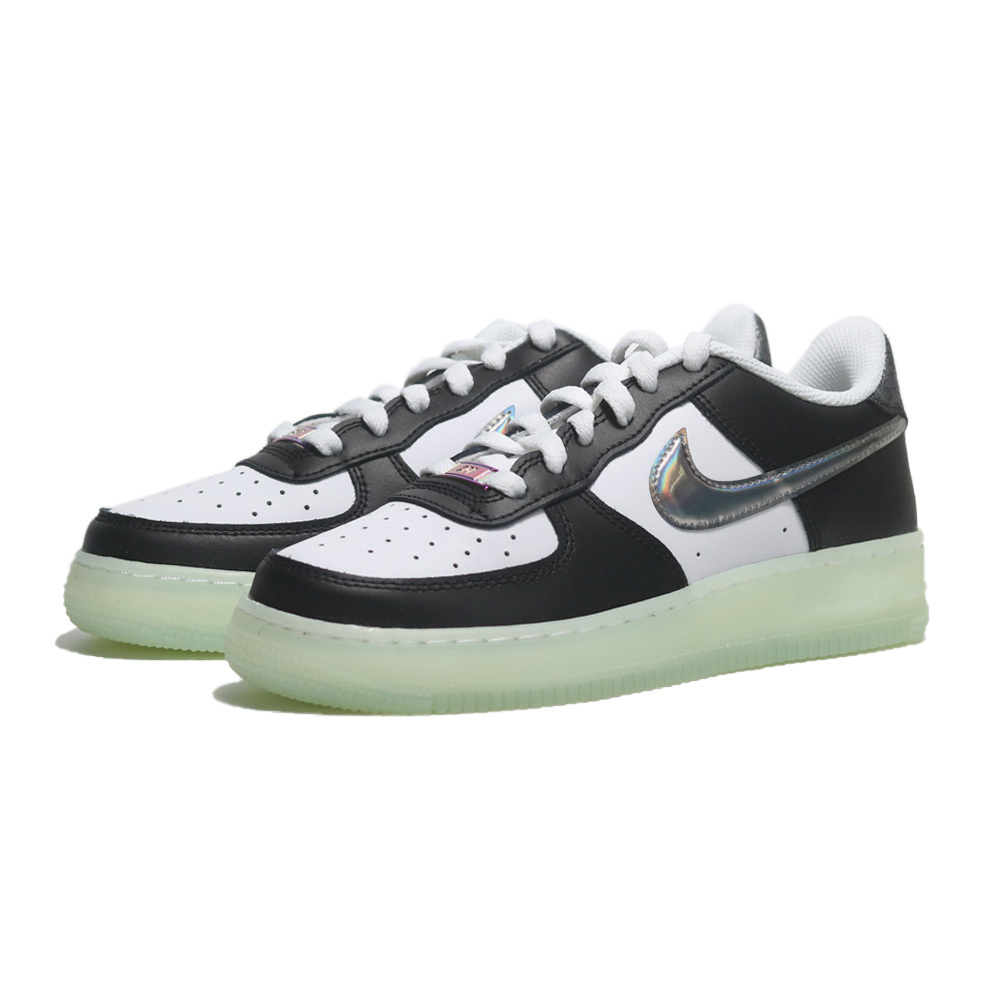 NIKE 休閒鞋 AIR FORCE 1 GS 黑白 雷射勾 夜光  大童 女 FZ5529-103