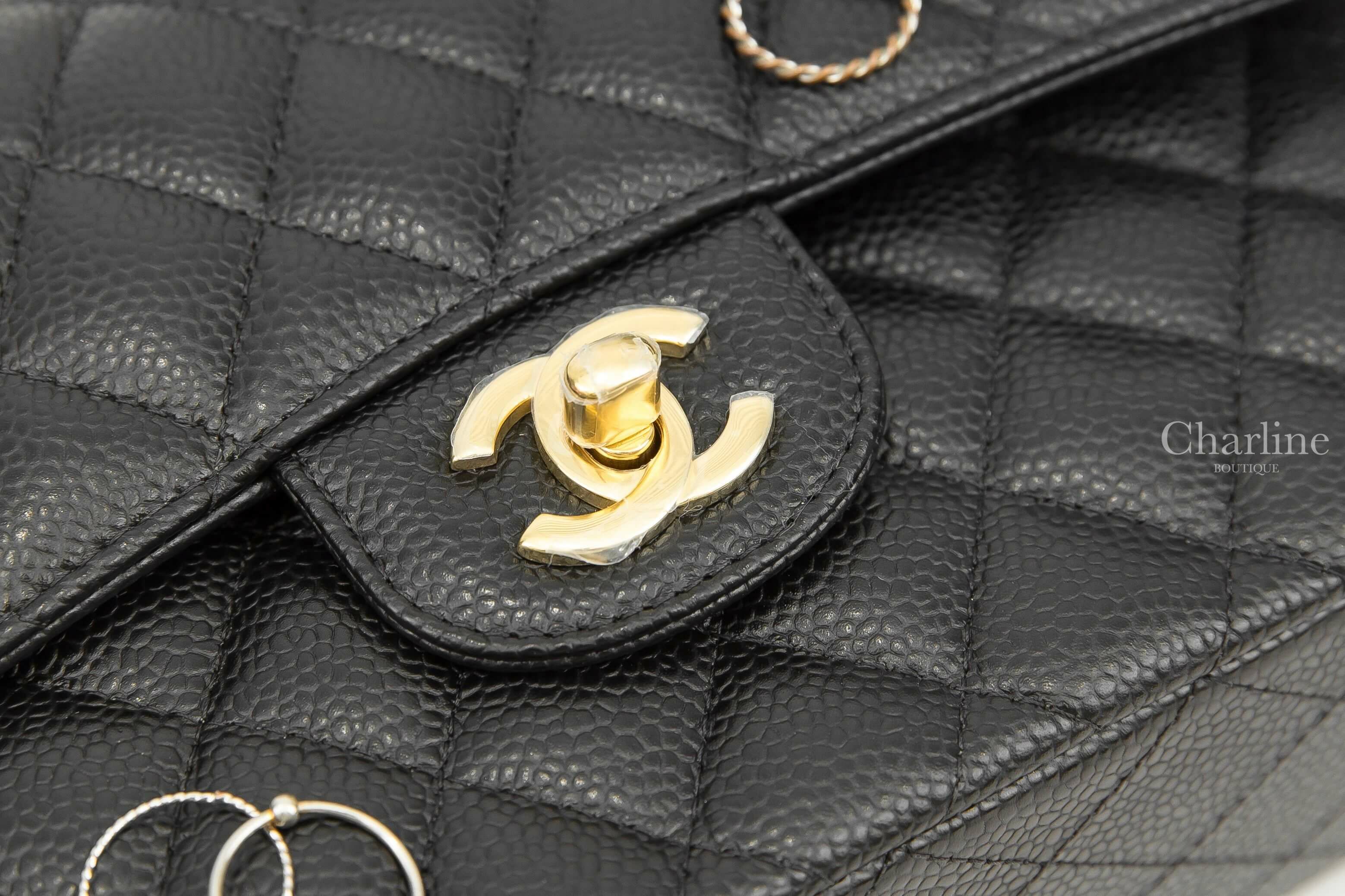 Chanel Small Classic Handbag 黑色金CC金鍊23cm荔枝零格紋肩背包