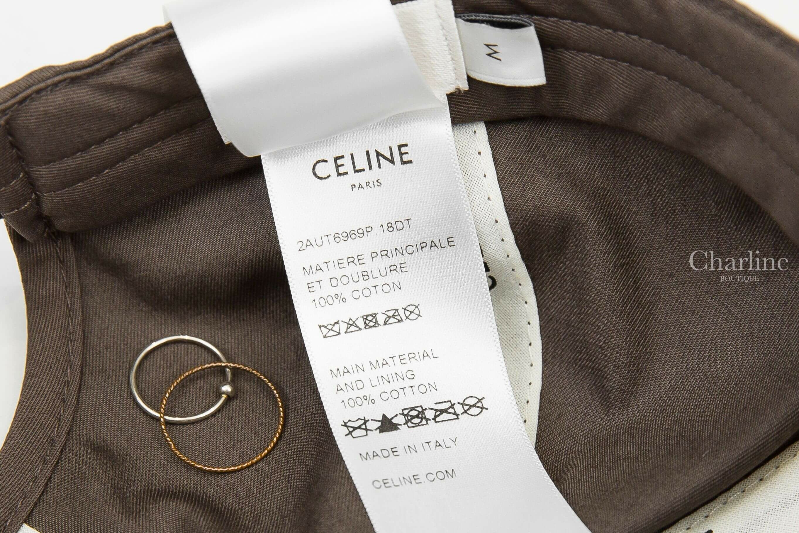 Celine Triomphe Baseball Cap In Cotton 深灰褐刺繡白色凱旋門棉質棒球帽-Charline Boutique 精品代購