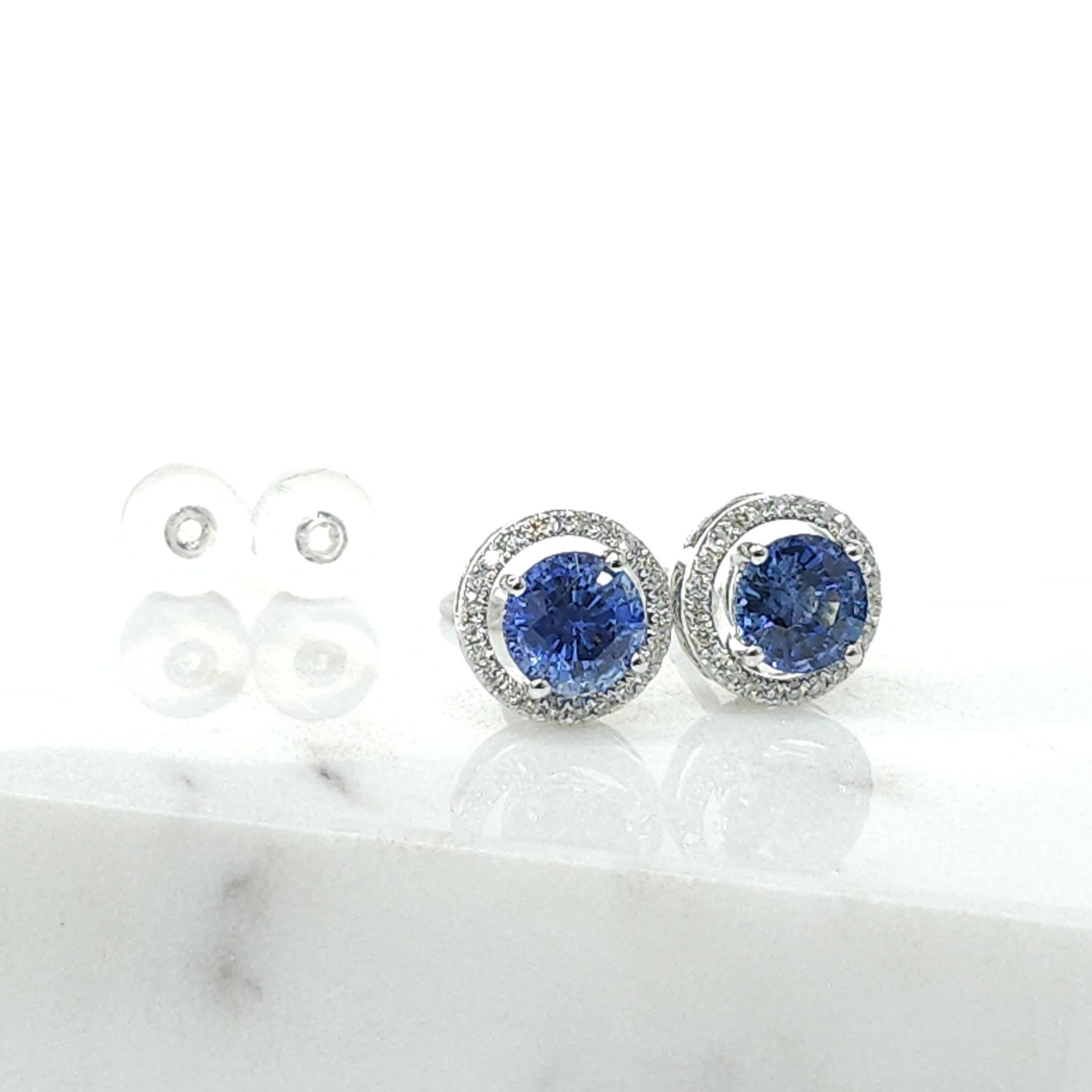 18K White Gold 1.42ct Sapphire and Diamond Earrings